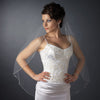 Single Layer Fingertip Length Rhinestone Edge Bridal Wedding Veil 1043 1F