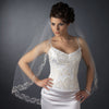 Single Layer Fingertip Length Embroidered Floral Leaves with Sequins Bridal Wedding Veil 1045 1F