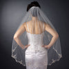 Single Layer Fingertip Length Scalloped Floral Embroidered Edge with Bugle Beads & Sequins Bridal Wedding Veil 1046 1F