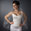 Single Layer Fingertip Length Scalloped Edge with Bugle Beads & Sequins Bridal Wedding Veil 1047 1F