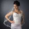 Single Layer Fingertip Length Scalloped Floral Embroidered Edge with Pearls & Bugle Beads Bridal Wedding Veil 1050 1F