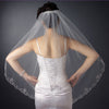 Single Layer Fingertip Length Swirl Edge with Rhinestones Bridal Wedding Veil 1052 1F