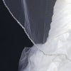 Single Layer Fingertip Length Bridal Wedding Veil with Beaded Edge