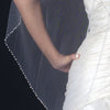 Single Layer Fingertip Bridal Wedding Veil with freshwater pearls, rhinestones & bugle beads V 1130 1F