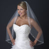 Single Layer Fingertip Length Bridal Wedding Veil with Rhinestone Beaded Cut Edge V 1131 1F
