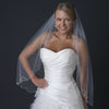 Single Layer Fingertip Length Scalloped Cut Edge Bridal Wedding Veil with Floral Beaded Embroidery & Sequins V 1133 1F