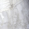 Single Layer Fingertip Length Scalloped Cut Edge Bridal Wedding Veil with Floral Beaded Embroidery & Sequins V 1133 1F