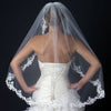 Single Layer Fingertip Length Floral Lace Embroidery Edge Bridal Wedding Veil 1138