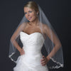 Single Layer Fingertip Length Floral Lace Embroidery Edge Bridal Wedding Veil with Beads 1145