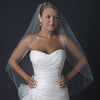 Single Layer Fingertip Bridal Wedding Veil with Rhinestone & Beading 1146