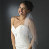 Double Layer Bridal Wedding Veil with Dangling Crystals and Accented Scalloping Edge 115