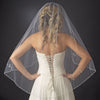 Single Layer Floral beaded Waltz Length Bridal Wedding Veil 1160