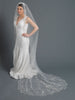 Single Layer Bridal Wedding Cathedral Veil w/ Beads, Rhinestones, Crystals & Pearl accents V 1163 1F