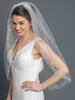 Single Layer Bridal Wedding Fingertip Veil w/ Silver Floral Rose Embroidery w/ Sequins, Bugle Beads & Crystals V 1166