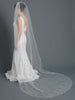 Single Layer Bridal Wedding Cathedral Length Bridal Veil w/ Faceted Teardrop Floral Crystals, Bugle Bead & Sequin Embrodery V 1169 1C
