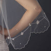 Dainty Flower Embroidery Pattern of Pearls & Beading Scattered Along Elbow Length Bridal Wedding Veil 122