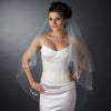 Two Tier Floral Beaded Fingertip Length Bridal Wedding Veil in White or Ivory 123