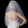 Single Scallop Edge Bridal Wedding Veil with Scattered Rhinestone & Pearl Accents 125