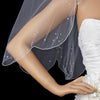 Single Scallop Edge Bridal Wedding Veil with Scattered Rhinestone & Pearl Accents 125