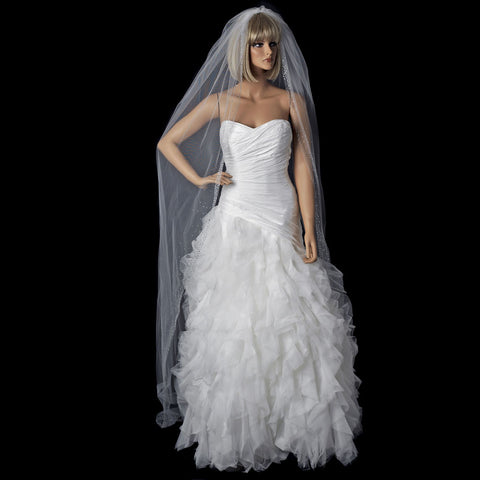 Single Layer Bridal Wedding Veil with Scattered Swarovski Crystals V 137