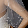 Bridal Wedding Veil 138 Ivory - On Bridal Wedding Hair Comb, Scalloped Edge w/Pearls & Beading (23" x 27")