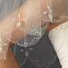 Bridal Wedding Veil 138 Ivory - On Bridal Wedding Hair Comb, Scalloped Edge w/Pearls & Beading (23" x 27")