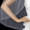 Single Layer Fingertip Length Cut Edge with Bugle Beads & Sequins Bridal Wedding Veil 1466 1F