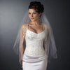 Bridal Wedding Double Layer Fingertip Length Bridal Wedding Veil 1514 F w/ Silver Floral Embroidered Scalloped Pencil Edge