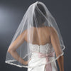 Single Layer Elbow Length Bridal Wedding Veil with Decadent Cut Edge of Embroidery & Accents 1560