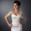 Double Layer Fingertip Length Satin Corded Edge with Sheer Organza Flowers & Bugle Beads Bridal Wedding Veil 2007 F