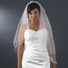Two Tier Fingertip Length Bridal Wedding Veil with Flower Pattern Pencil Edge of Rhinestones & Pearls 2008