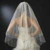 Double Tier Fingertip Length Bridal Wedding Veil with Rhinestone & Bugle Beaded Edge in Ivory 2017