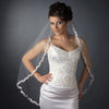 Single Layer Fingertip Length Embroidered Flowers & Pearls Bridal Wedding Veil 2030 1F