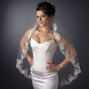 Single Layer Fingertip Length Floral Embroidered Edge with Bugle Beads Bridal Wedding Veil 2041 1F