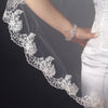 Single Layer Fingertip Length Floral Embroidered Edge with Bugle Beads Bridal Wedding Veil 2041 1F