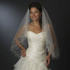 Double Layer Fingertip Length Bridal Wedding Veil with Floral Embroidery & Pencil Style Edge 2094