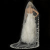 Single Layer Fingertip & Cathedral Length Scalloped Floral Embroidered Edge with Bugle Beads & Sequins Bridal Wedding Veil 2129 1F Also available in Cathedral