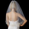 Shimmering Edge of Pearls Beads & Silver Threading Along Scalloped Elbow Length Bridal Wedding Veil in Ivory 2135
