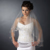 Double Layer Fingertip Length Cut Edge with Embroidered Flowers, Bugle Beads & Sequins Bridal Wedding Veil 2209 F