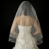 Double Layer Fingertip Length Cut Edge with Embroidered Flowers, Bugle Beads & Sequins Bridal Wedding Veil 2209 F