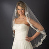 Single Layer Fingertip Length Floral Embroidered Edge with Pearls Bridal Wedding Veil 2237 1F