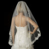 Single Layer Fingertip Length Floral Embroidered Edge with Pearls Bridal Wedding Veil 2237 1F