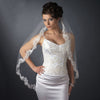 Single Layer Fingertip Length Scalloped Edge with Bugle Beads & Sequins Bridal Wedding Veil 2282 1F