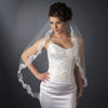 Single Layer Fingertip Length Scalloped Edge with Bugle Beads & Sequins Bridal Wedding Veil 2282 1F