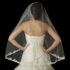 Single Layer Fingertip Length Floral Embroidered Edge with Bugle Beads & Sequins Bridal Wedding Veil 2322 1F