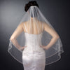 Double Layer Fingertip Length Cut Edge with Pearls, Bugle Beads & Sequins Bridal Wedding Veil 2496 F