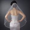 Single Layer Fingertip Length Cut Edge with Pearls, Bugle Beads & Sequins Bridal Wedding Veil 2510 1F
