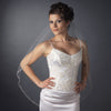 Single Layer Fingertip Length Cut Edge with Pearls, Rhinestones, Bugle Beads & Sequins Bridal Wedding Veil 2515 1F