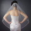 Single Layer Fingertip Length Cut Edge with Rhinestones, Bugle Beads & Sequins Bridal Wedding Veil 2526 1F