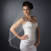 Single Layer Fingertip Length Cut Edge with Rhinestones, Bugle Beads & Sequins Bridal Wedding Veil 2526 1F